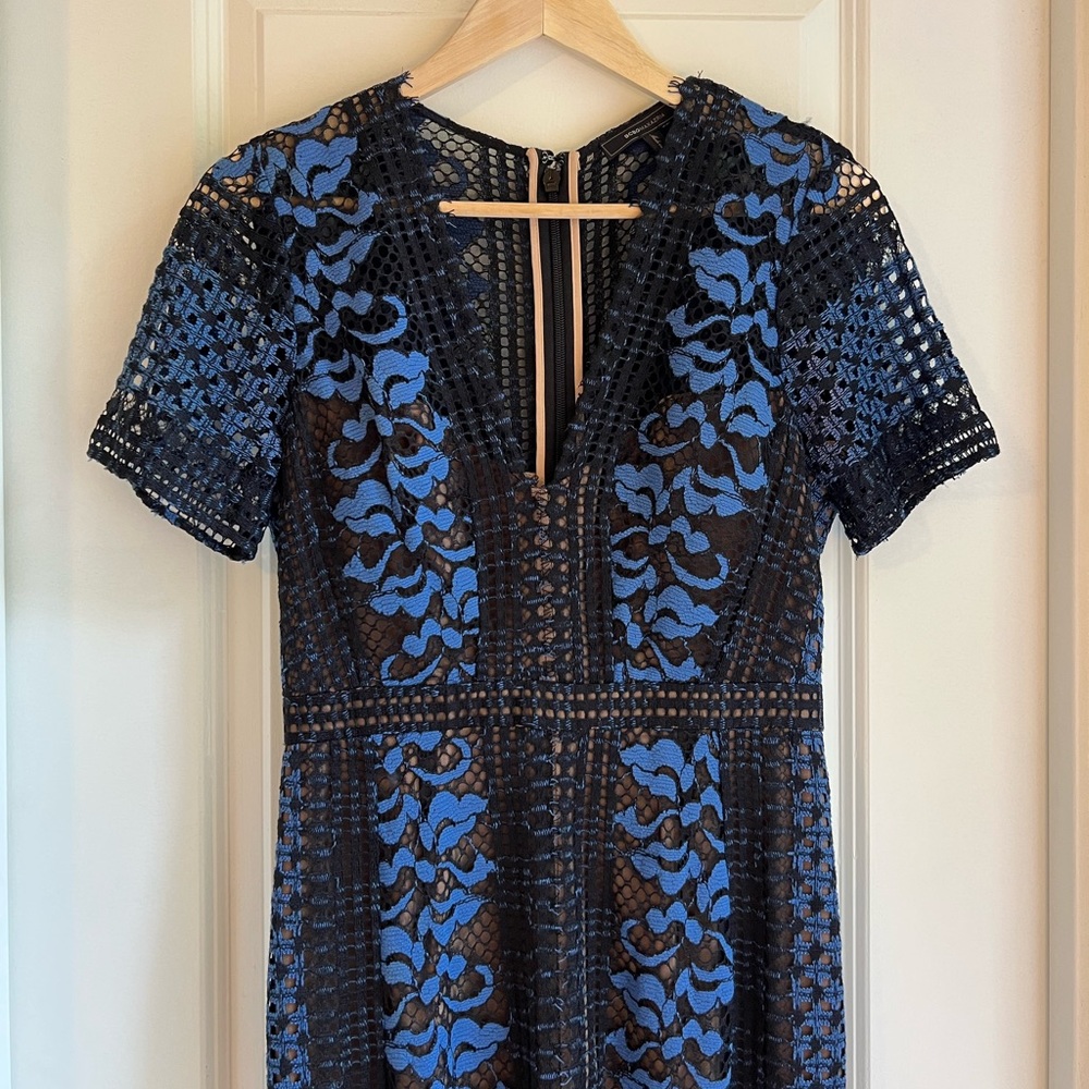 Navy and black lace dress